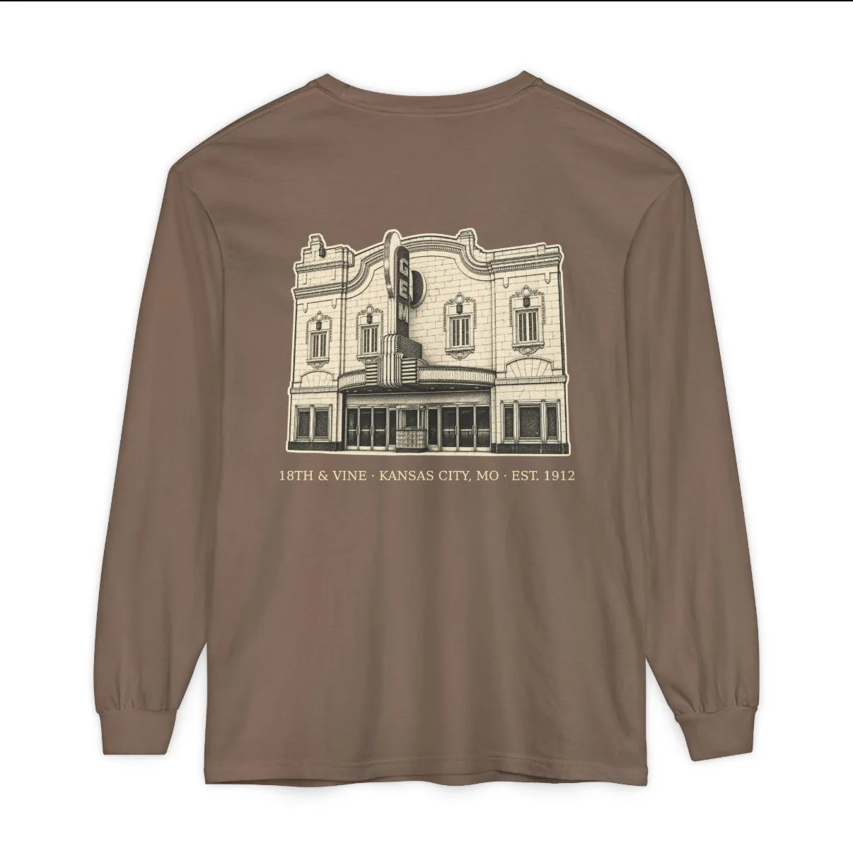 18th and Vine Kansas City Long Sleeve in Espresso, back print