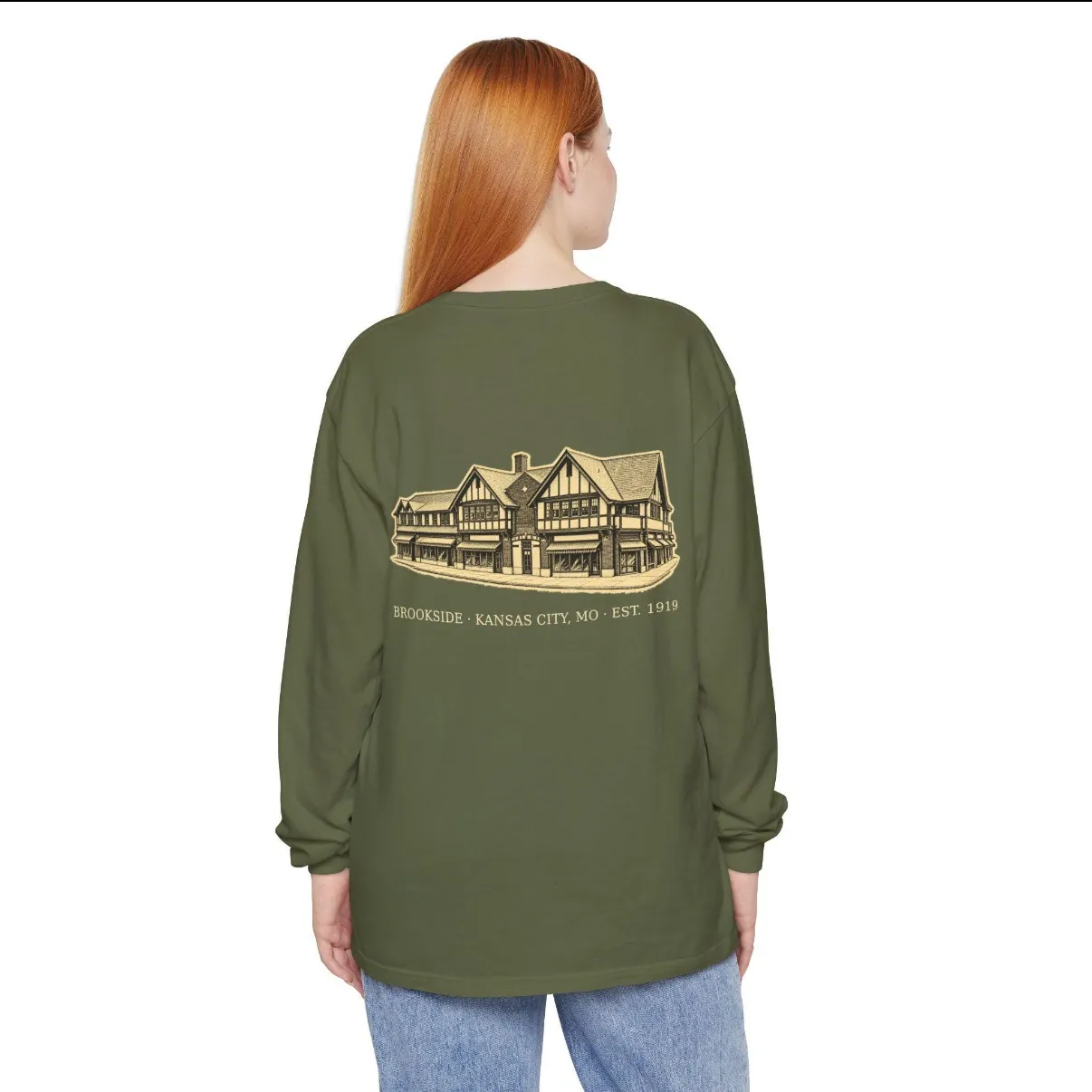 Brookside Kansas City Long Sleeve in Hemp, back print