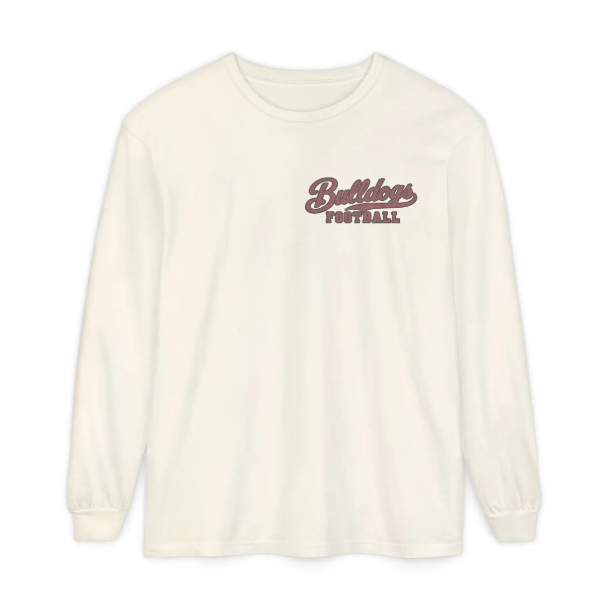 Bulldogs Football Long Sleeve Tee in Ivory, front