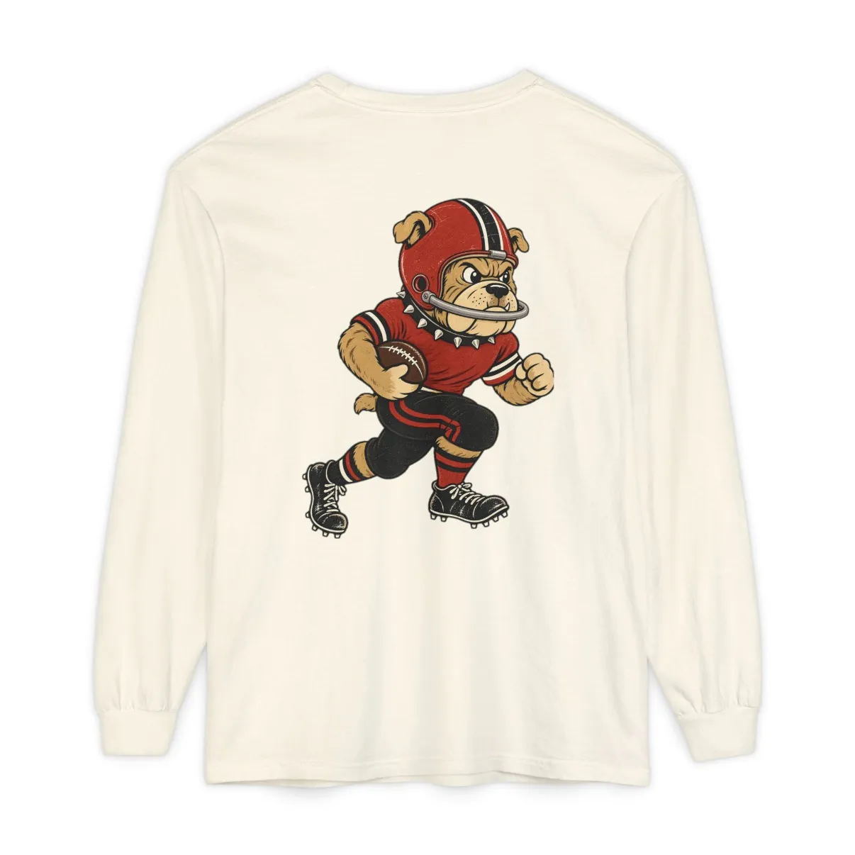 Bulldogs Football Long Sleeve Tee in Ivory, back print