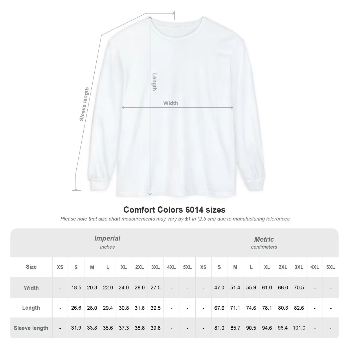 Bulldogs Football Long Sleeve Tee size chart