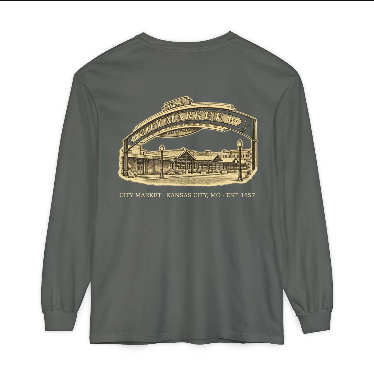City Market Kansas City Long Sleeve in Pepper, back print