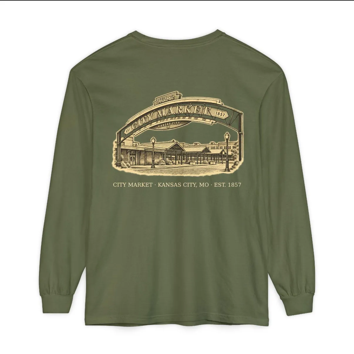 City Market Kansas City Long Sleeve in Hemp, back print
