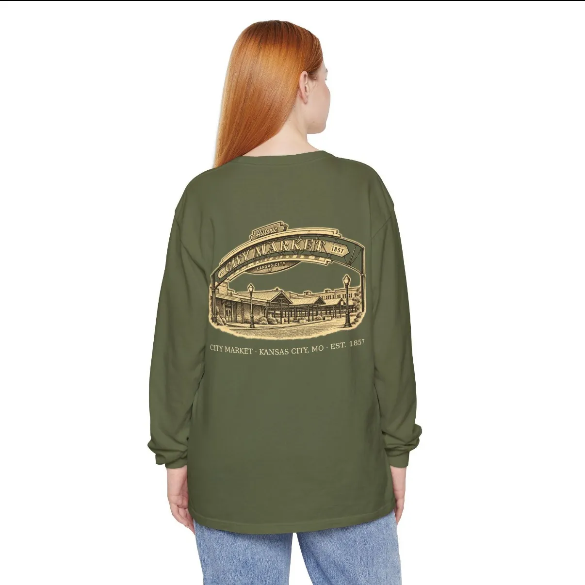 City Market Kansas City Long Sleeve in Hemp, back print