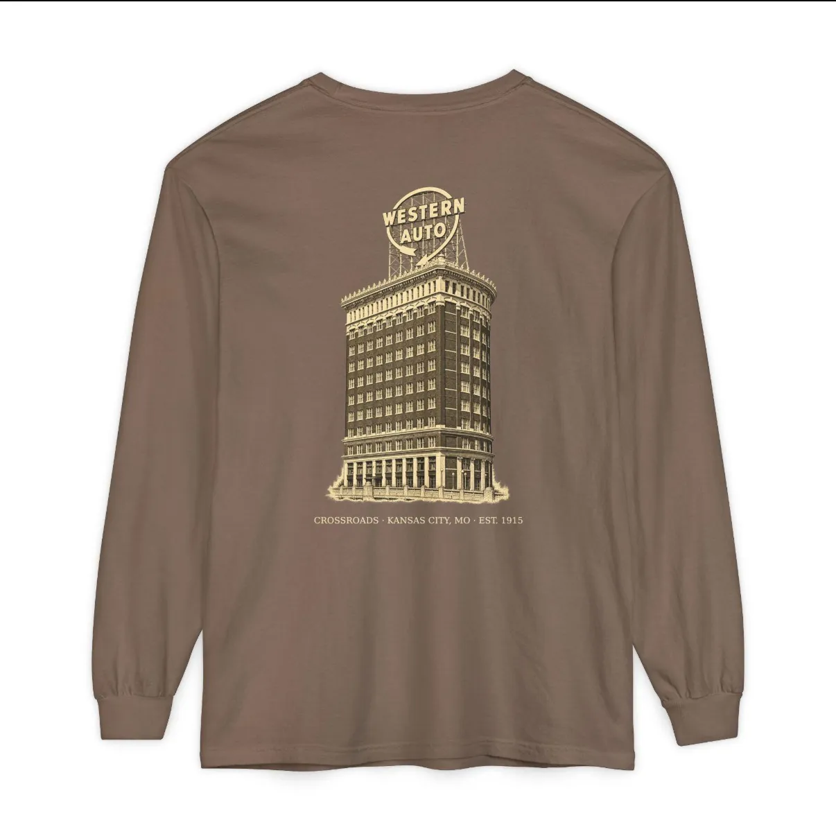 Crossroads Kansas City Long Sleeve in Espresso, back print