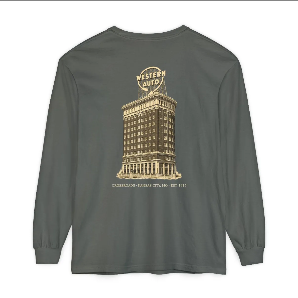 Crossroads Kansas City Long Sleeve in Pepper, back print