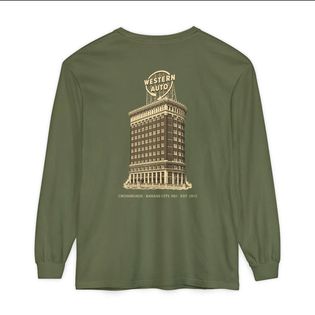 Crossroads Kansas City Long Sleeve in Hemp, back print