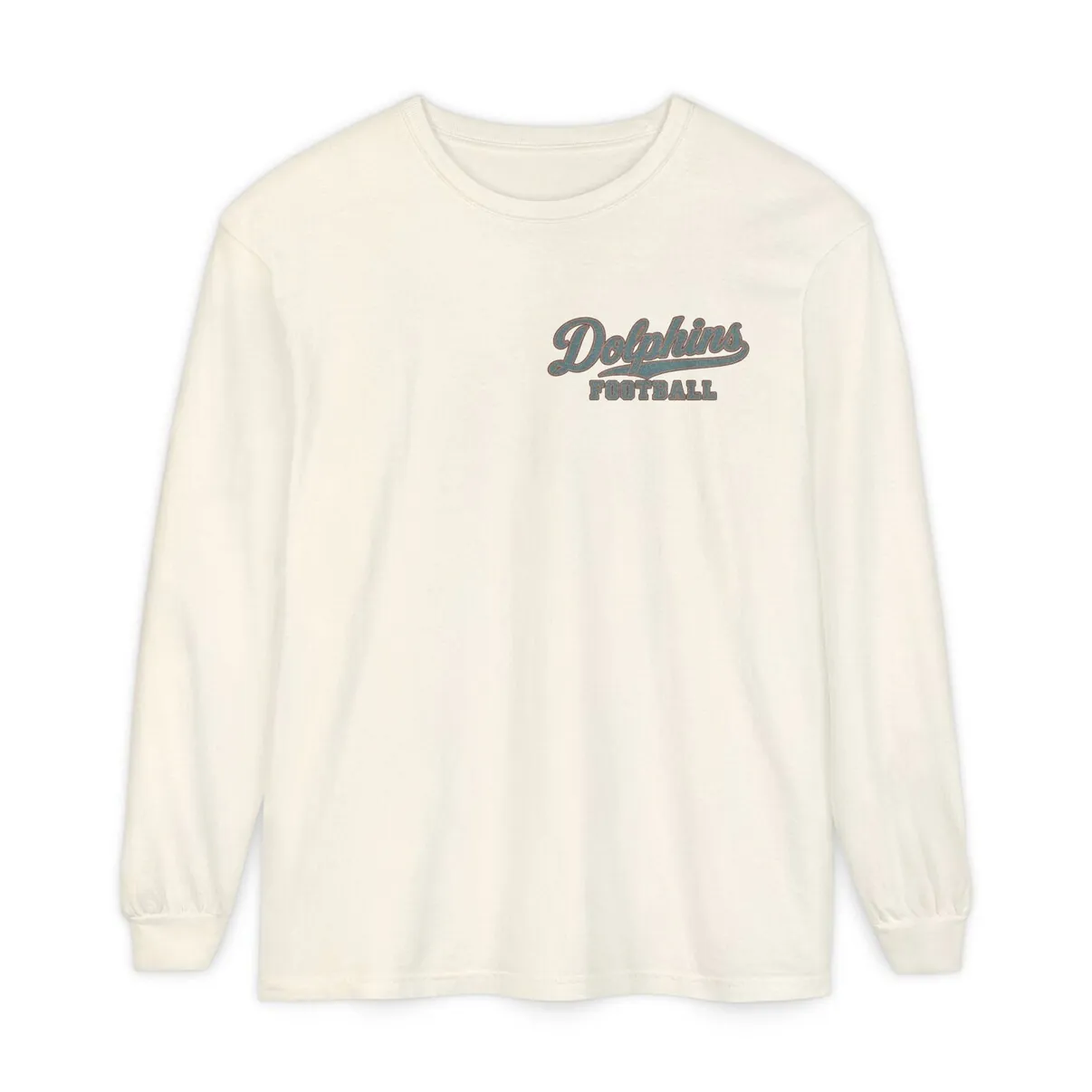Dolphins Football Long Sleeve Tee in Ivory, front