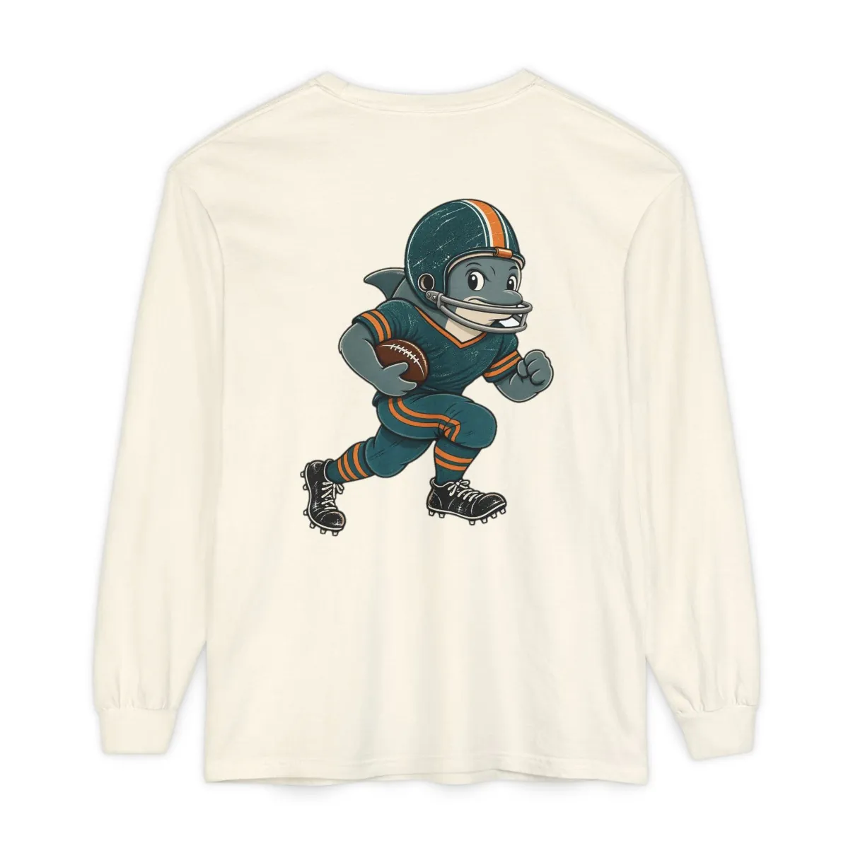 Dolphins Football Long Sleeve Tee in Ivory, back print