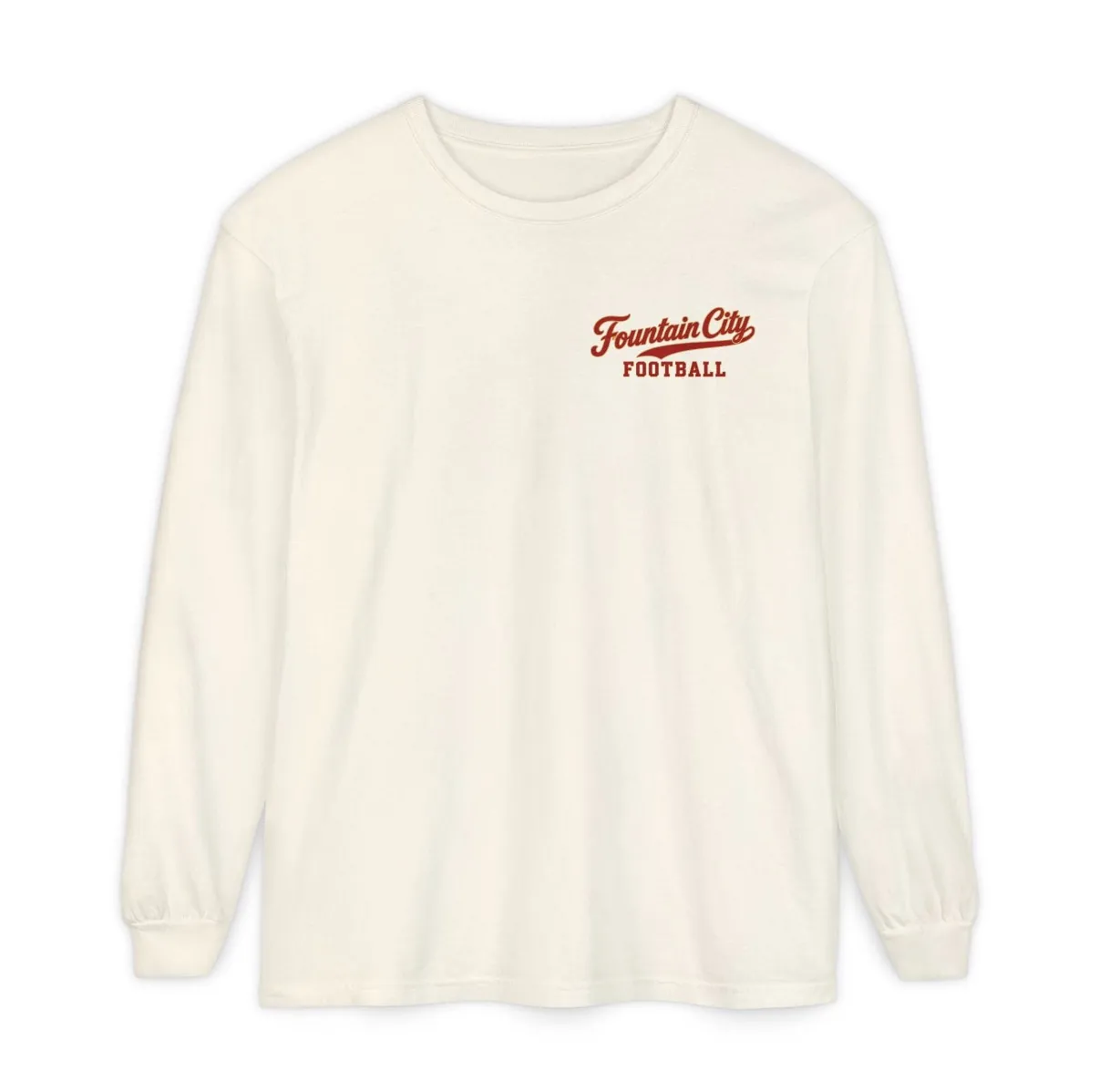 Fountain City Football Long Sleeve Tee in Ivory, front