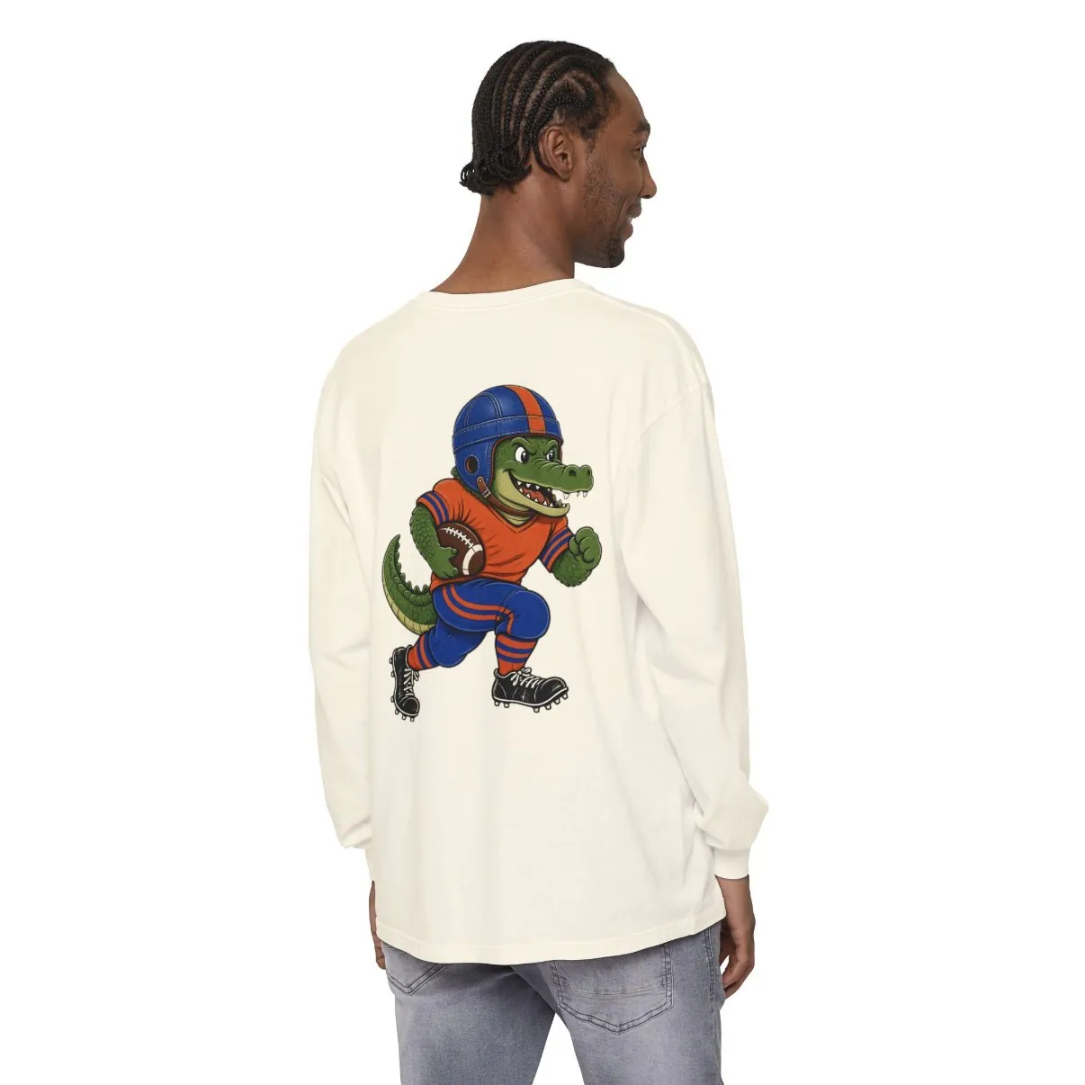 Gators Football Long Sleeve Tee in Ivory, back print