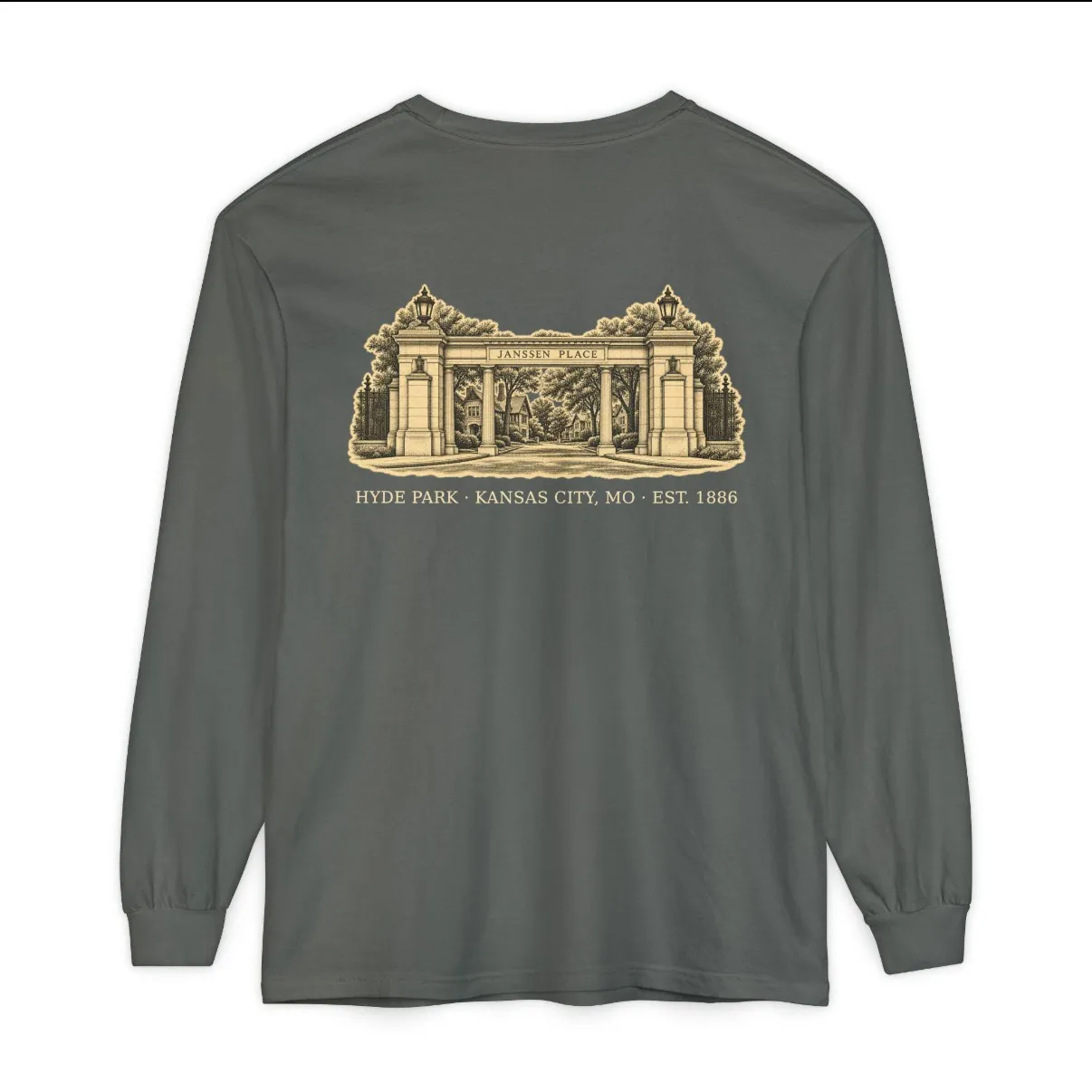 Hyde Park Kansas City Long Sleeve in Pepper, back print