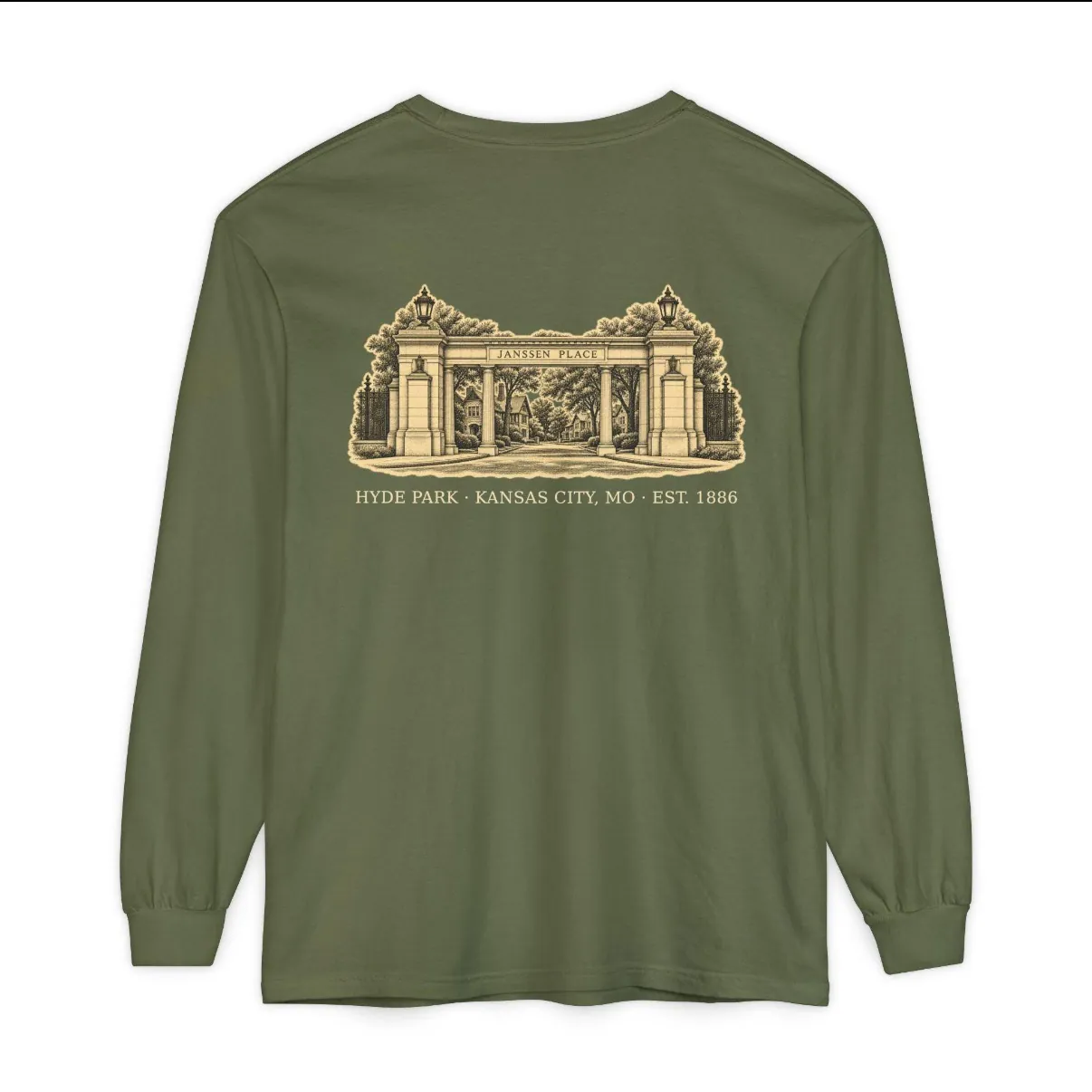 Hyde Park Kansas City Long Sleeve in Hemp, back print