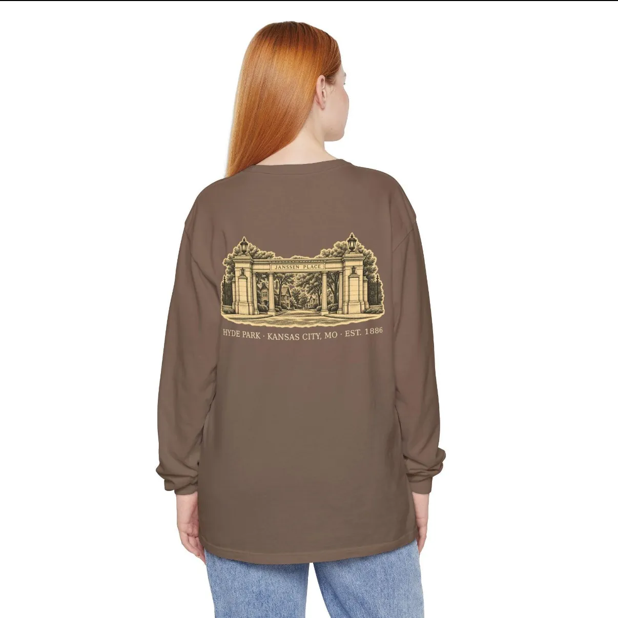 Hyde Park Kansas City Long Sleeve in Espresso, back print