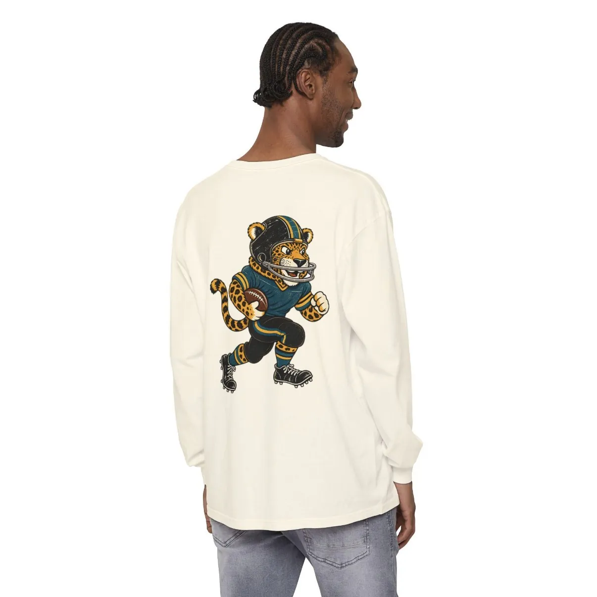 Jaguars Football Long Sleeve Tee in Ivory, back print