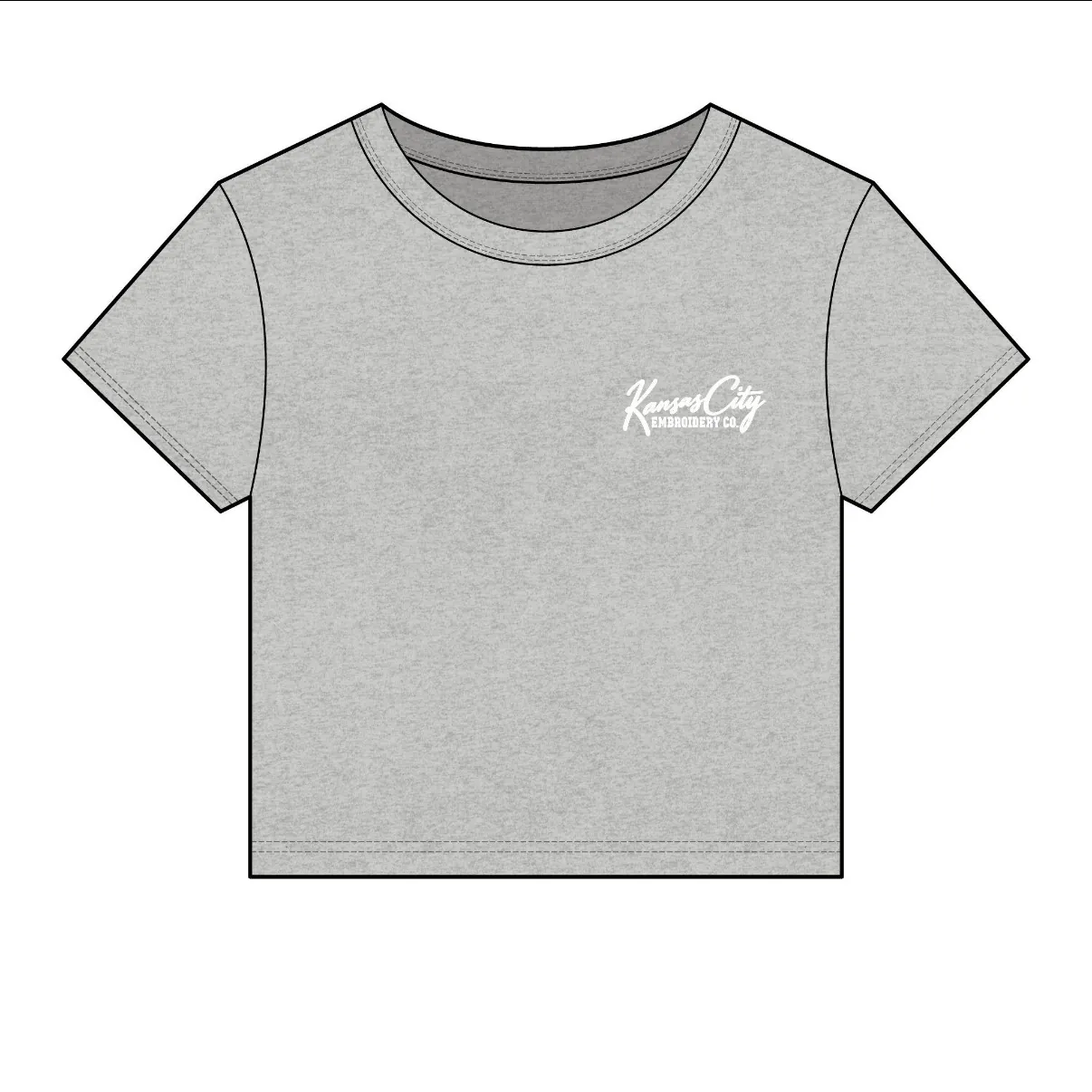 Kansas City Embroidered Baby Tee in Athletic Heather, front