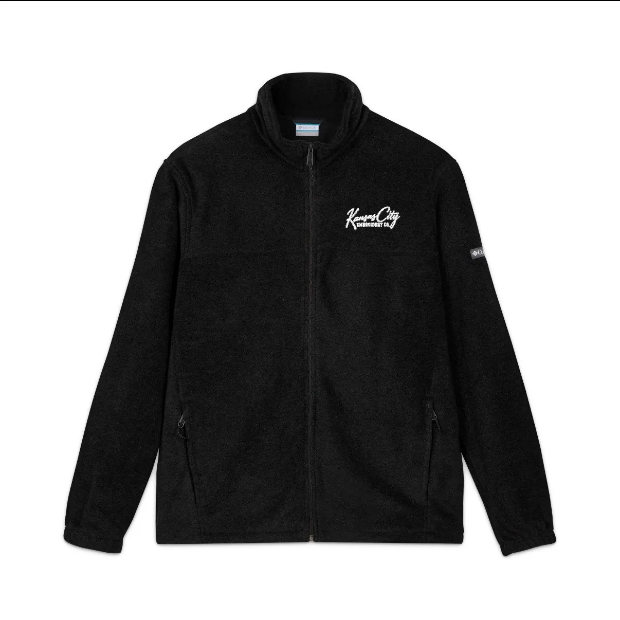 Kansas City Embroidered Fleece Jacket in Black, front