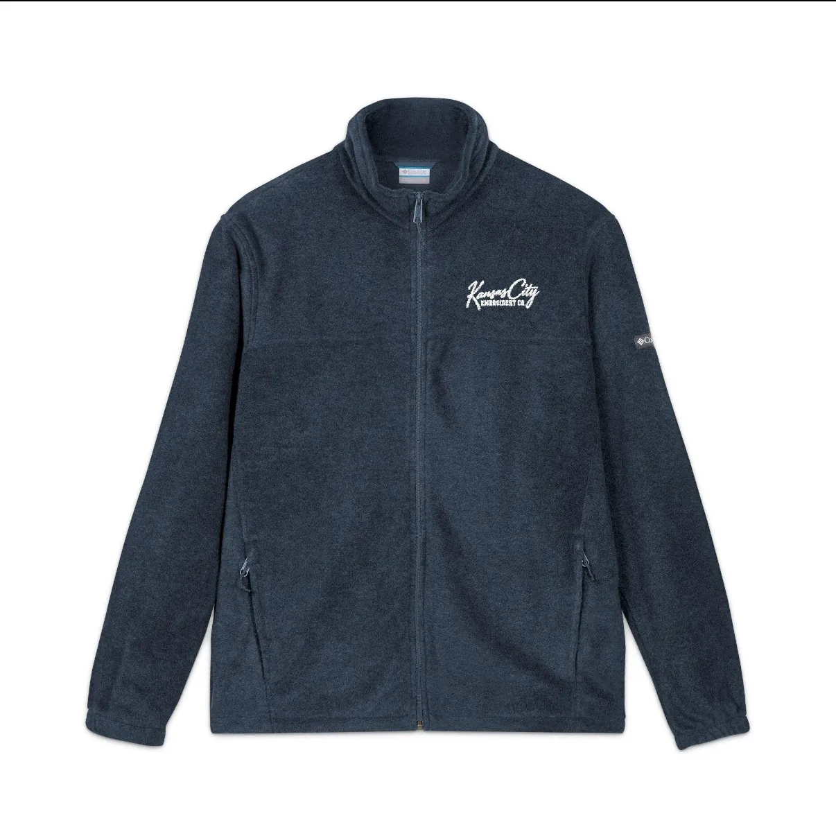 Kansas City Embroidered Fleece Jacket in Navy, front