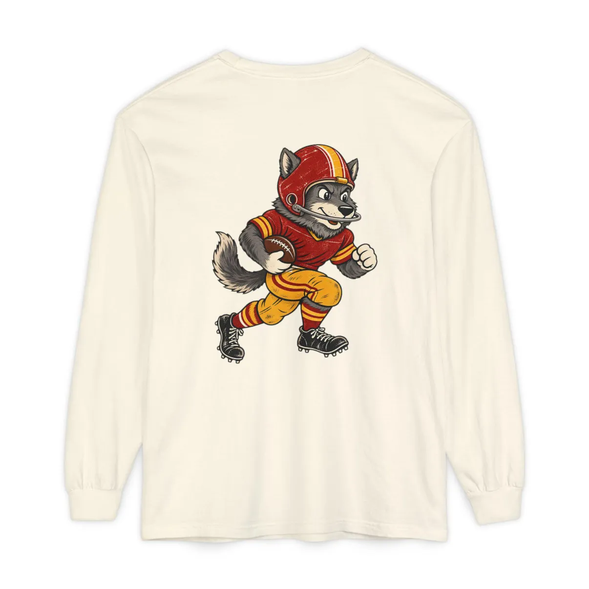 Kansas City Football Long Sleeve Tee in Ivory, back print