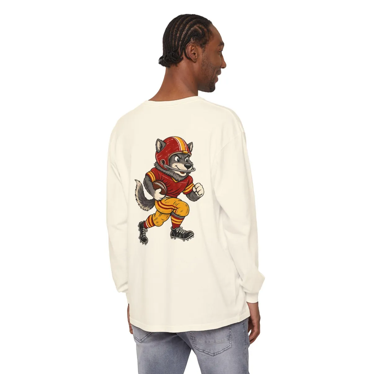 Kansas City Football Long Sleeve Tee in Ivory, back print