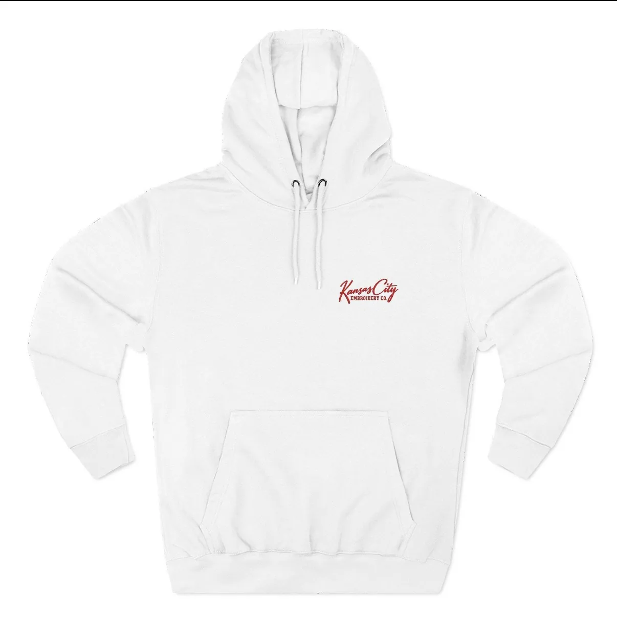 Kansas City Embroidered Hoodie in White, front
