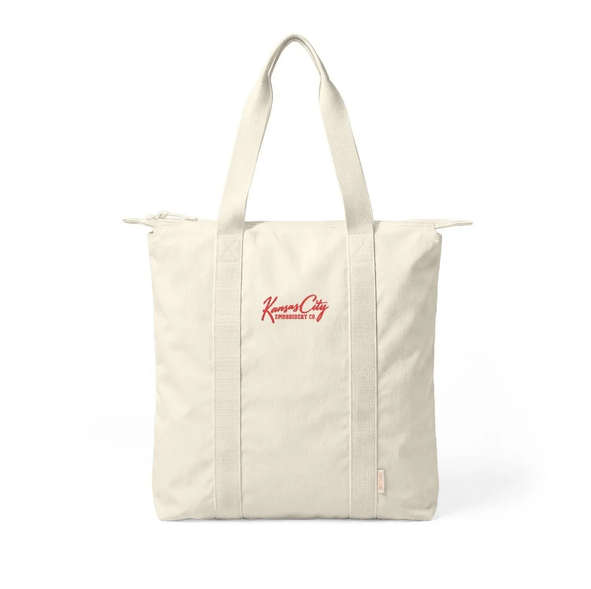 Kansas City Embroidery Co. Embroidered Tote in Ivory, front