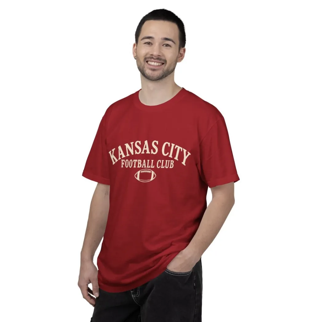 Kansas City Football Club T-Shirt in Red, on a model