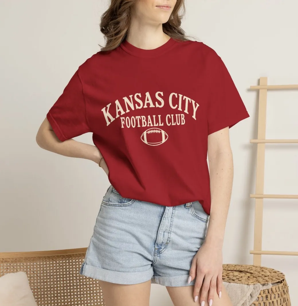 Kansas City Football Club T-Shirt in Red, on a model