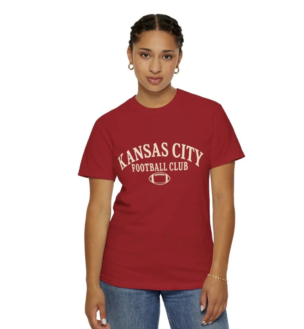 Kansas City Football Club T-Shirt in Red, on a model
