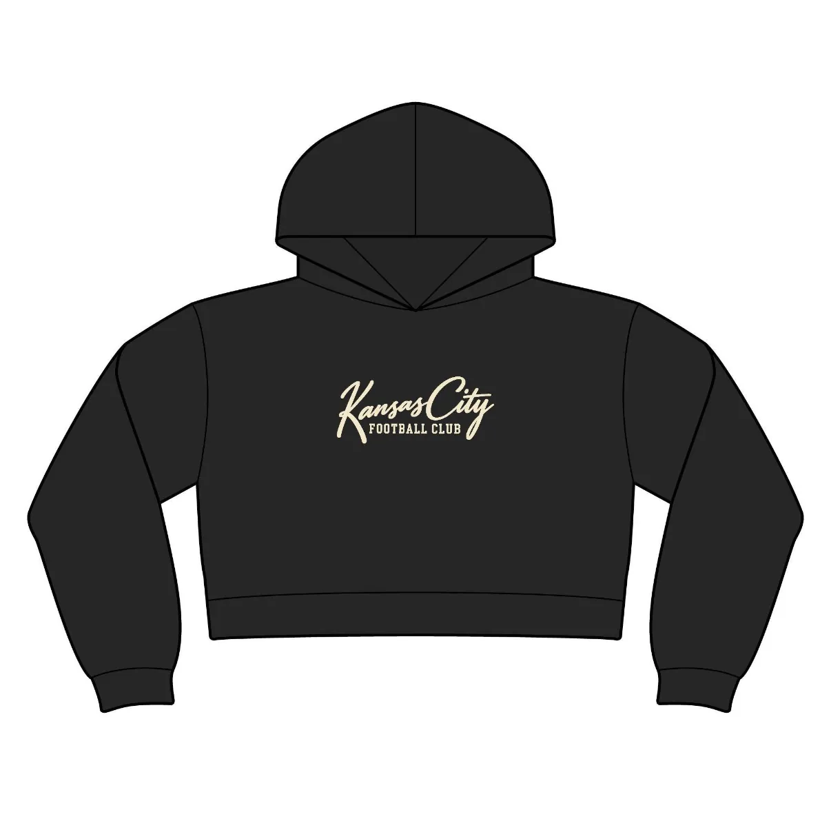 Kansas City Football Club Cropped Hoodie in Black, front