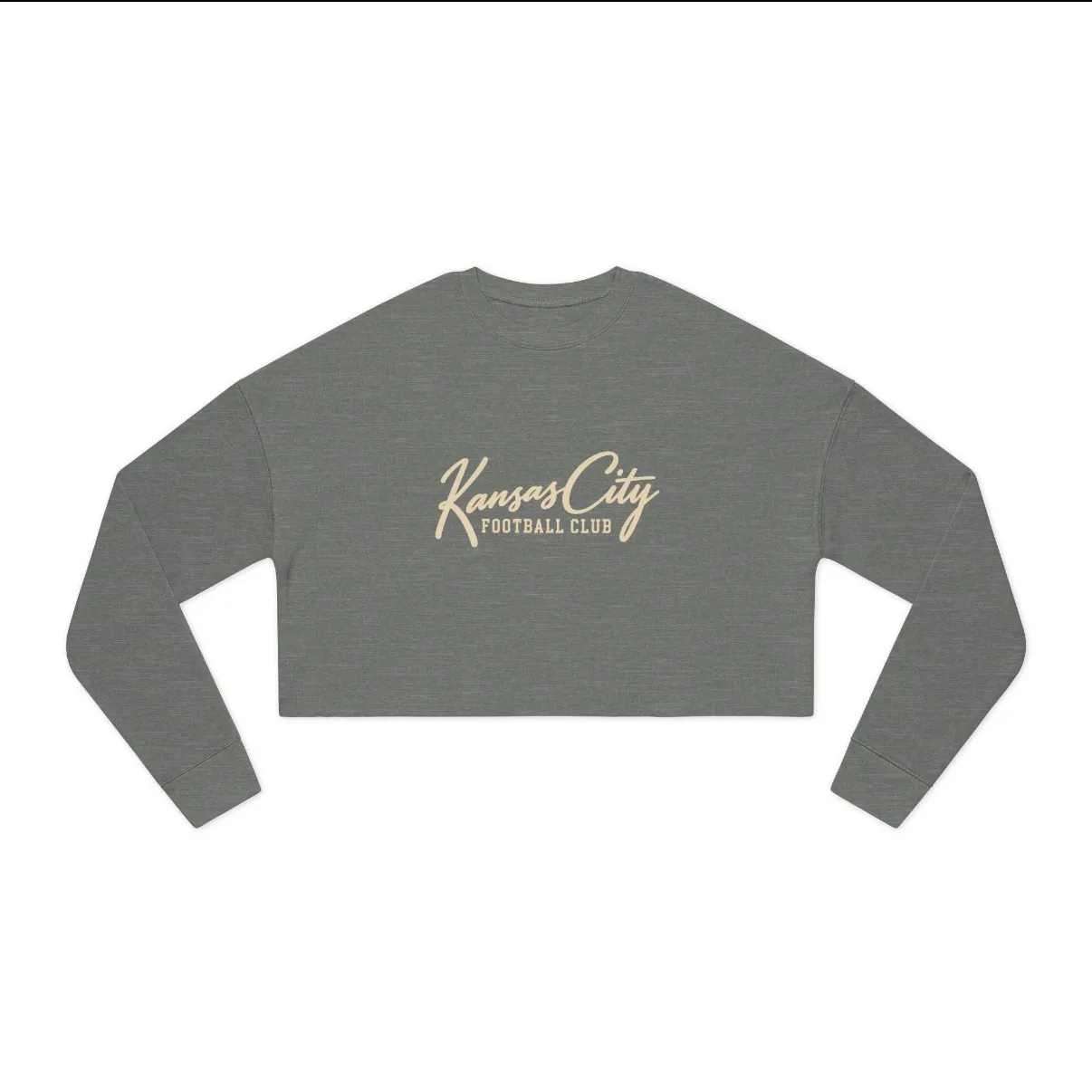 Kansas City Football Club Women's Cropped Sweatshirt in Heather Grey, front