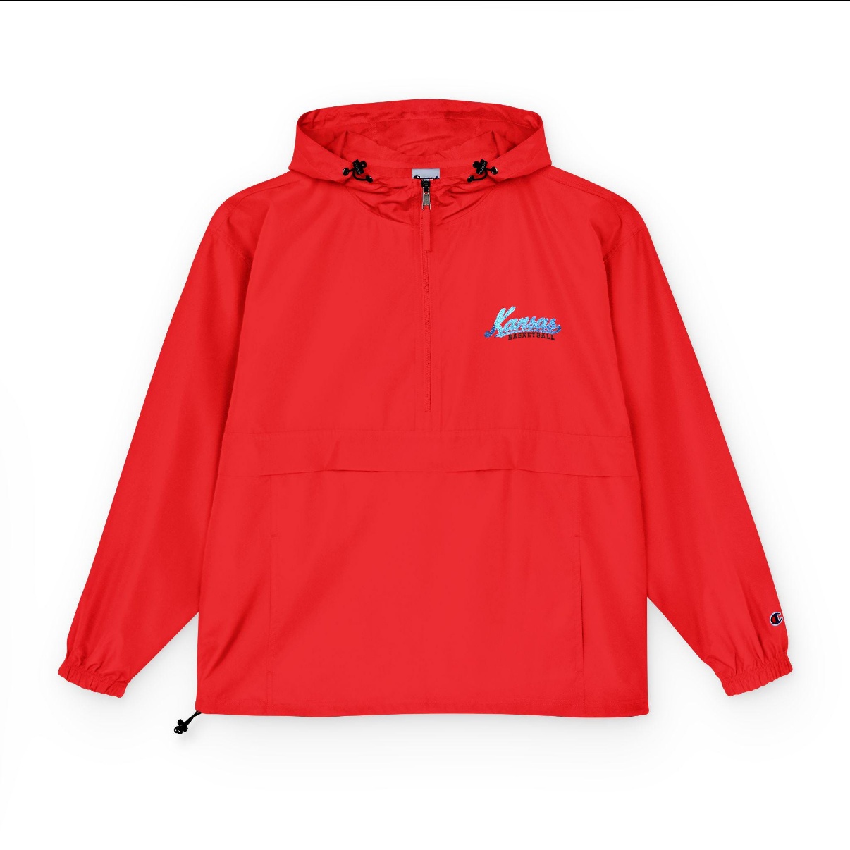 Red Kansas Basketball embroidered anorak, front