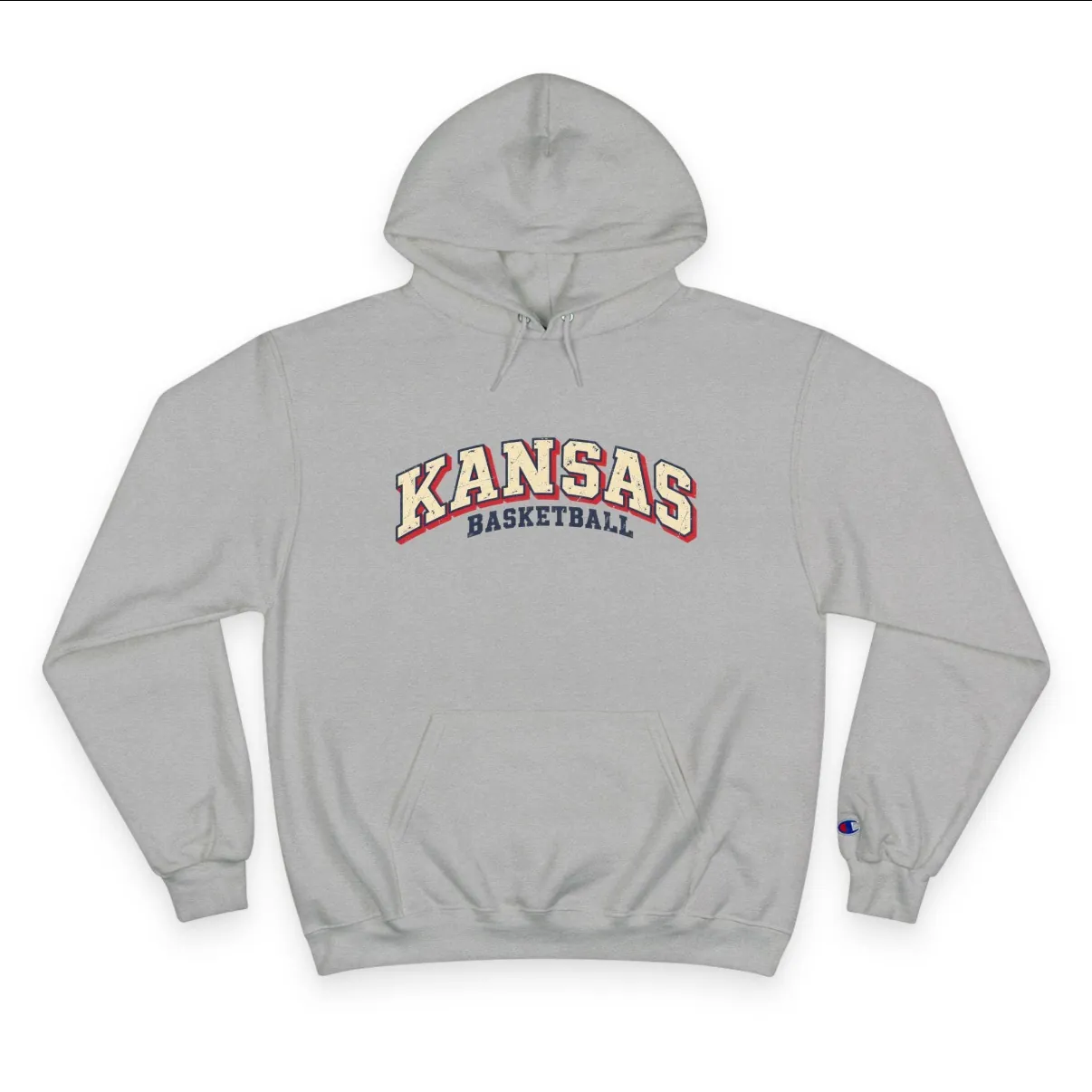 Kansas Basketball Champion Hoodie in Light Steel, front