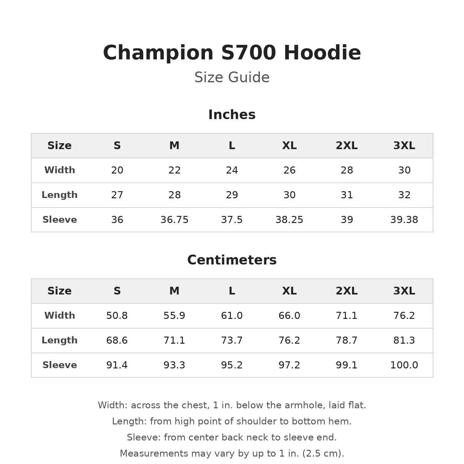 Kansas Basketball Champion Hoodie size chart