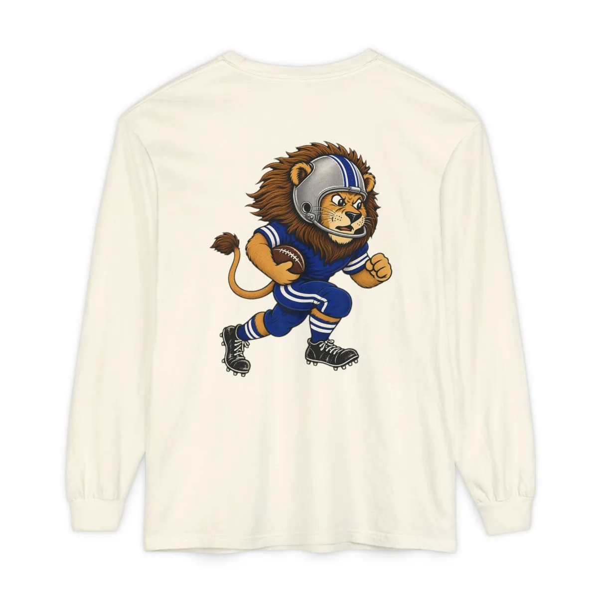 Lions Football Long Sleeve Tee in Ivory, back print