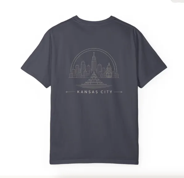 Paris of the Plains Kansas City Shirt in Charcoal, back print