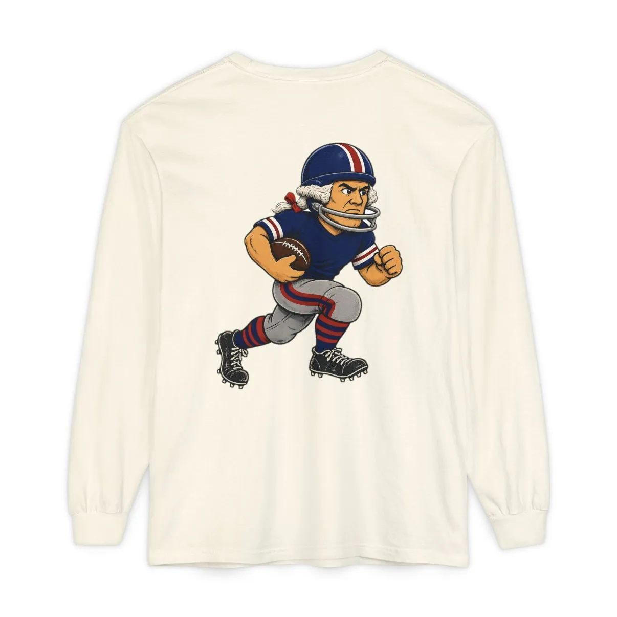 Patriots Football Long Sleeve Tee in Ivory, back print