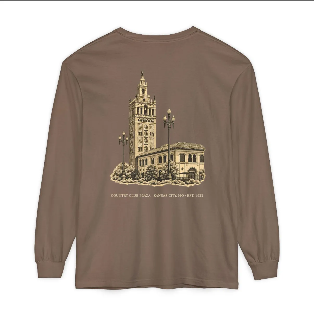 Country Club Plaza Kansas City Long Sleeve in Espresso, back print