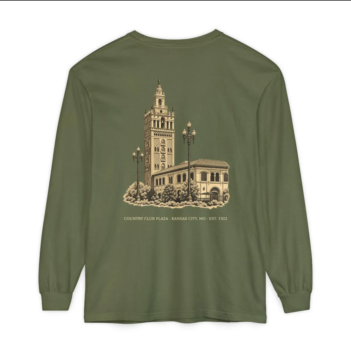 Country Club Plaza Kansas City Long Sleeve in Hemp, back print