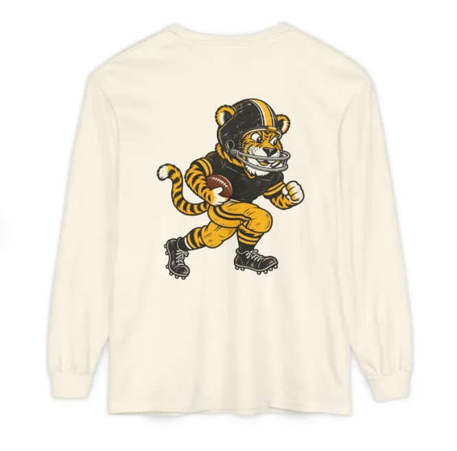 Tigers Football Long Sleeve Tee in Ivory, back print
