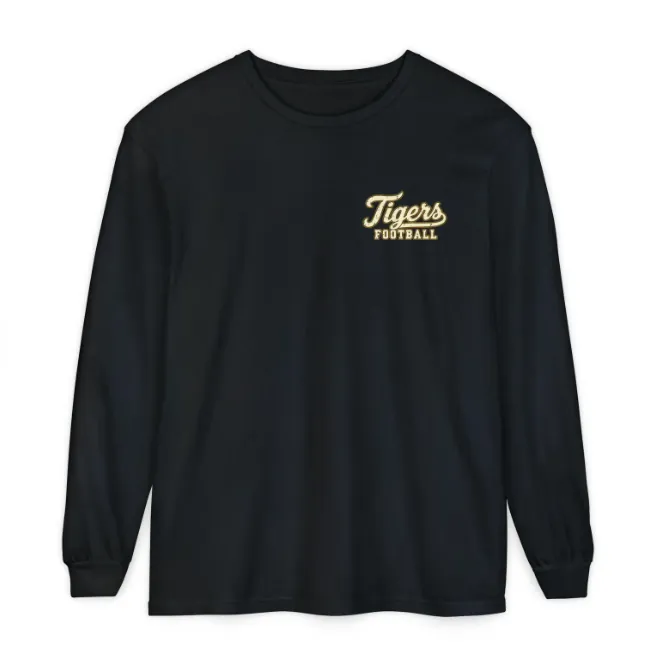Tigers Football Long Sleeve Tee in Black, front