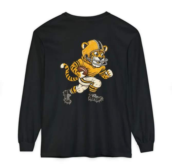 Tigers Football Long Sleeve Tee in Black, back print
