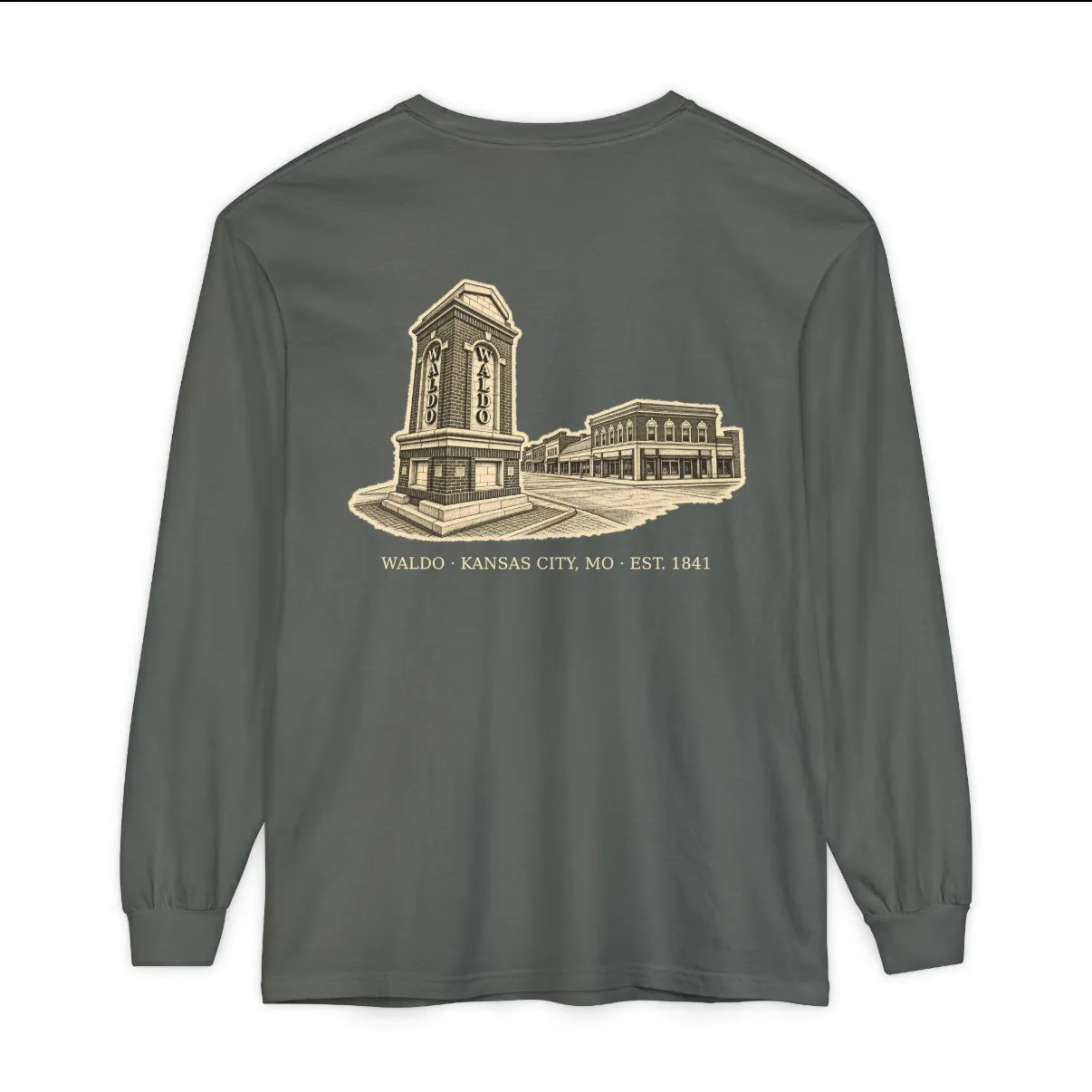 Waldo Kansas City Long Sleeve in Pepper, back print