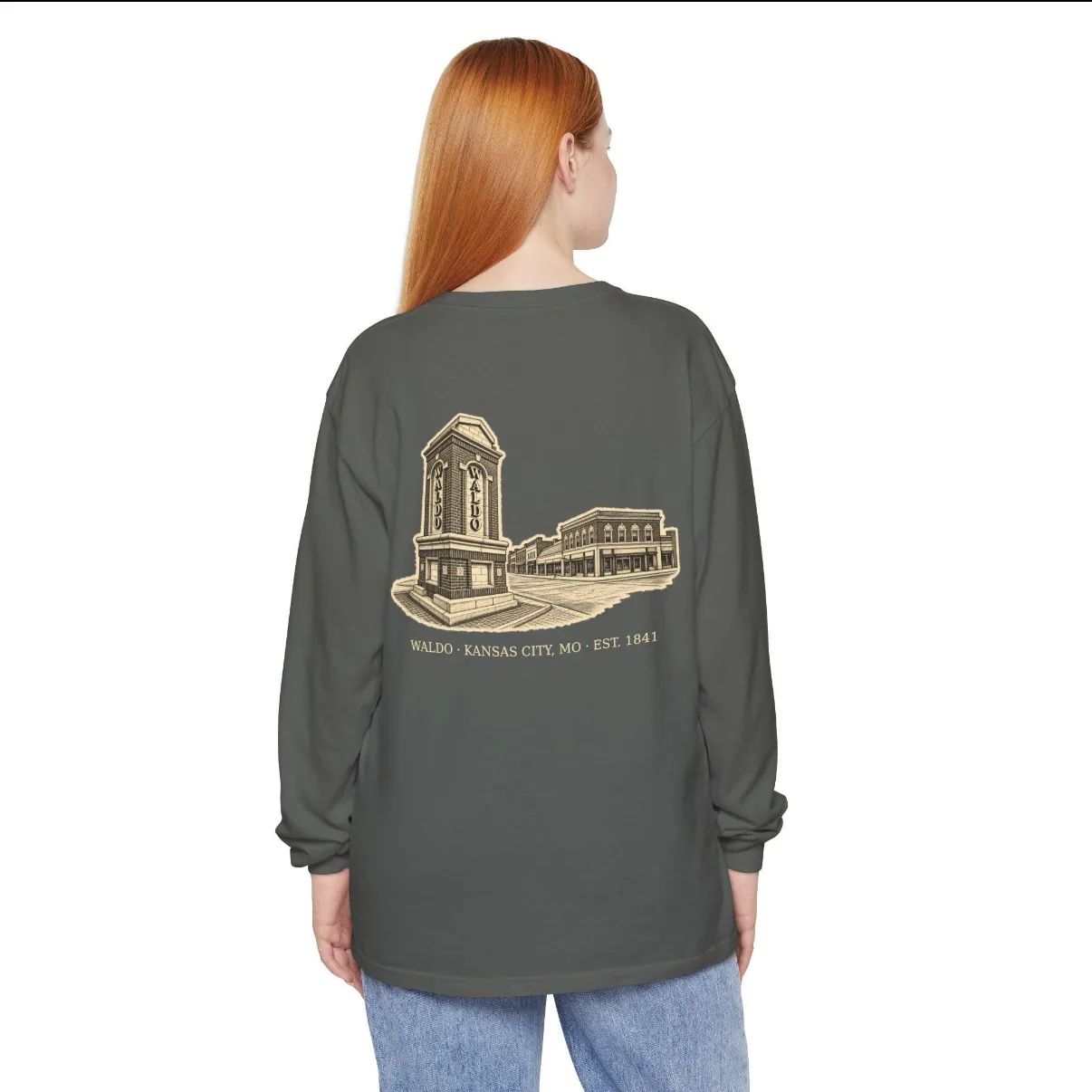 Waldo Kansas City Long Sleeve in Pepper, back print
