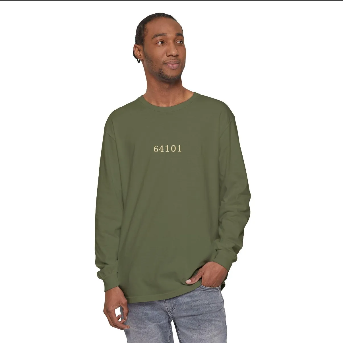 West Bottoms Kansas City Long Sleeve in Hemp, on a model