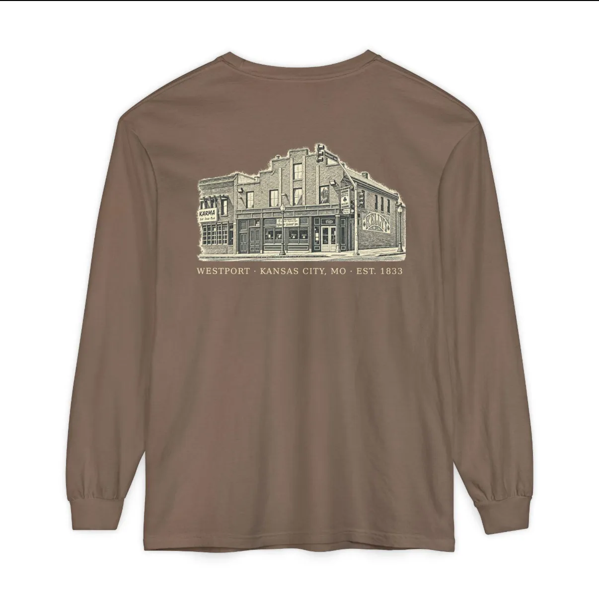 Westport Kansas City Long Sleeve in Espresso, back print