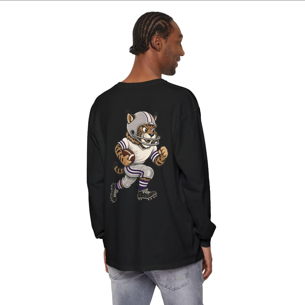 Wildcats Football Long Sleeve Tee in Black, back