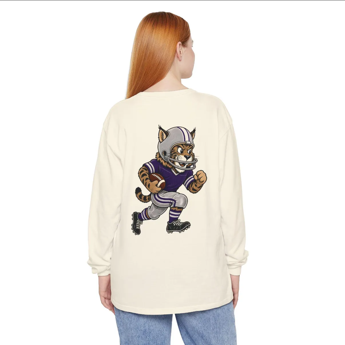 Wildcats Football Long Sleeve Tee in Ivory, back
